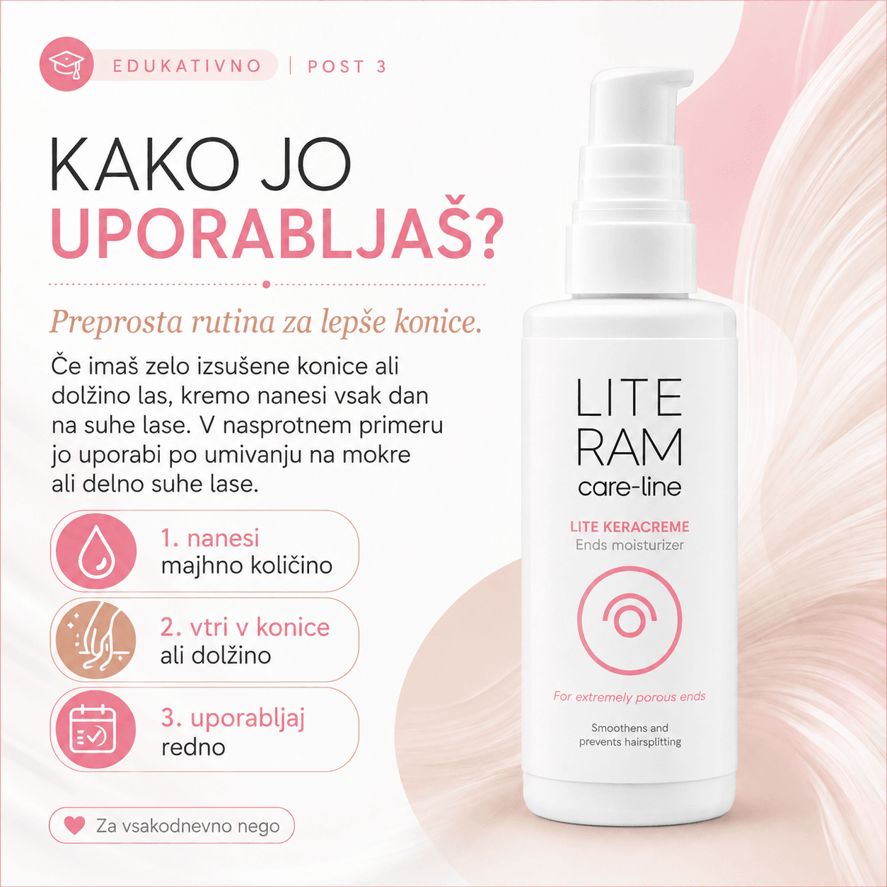 Lite keracreme - obnavlja poškodovano predele las, predvsem konice las 5 Lite keracreme - obnavlja poškodovano predele las, predvsem konice las - slika 5