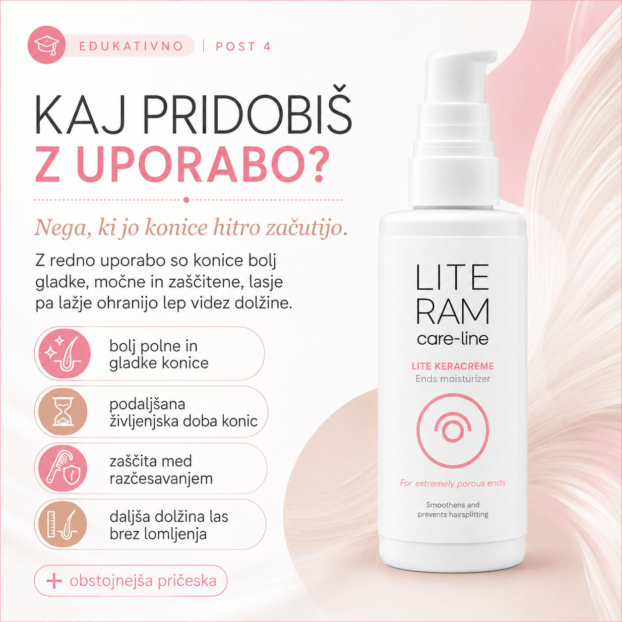 Lite keracreme - obnavlja poškodovano predele las, predvsem konice las 6 Lite keracreme - obnavlja poškodovano predele las, predvsem konice las - slika 6